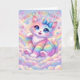 Magical Rainbow Kitten Children's Whimsical Kort