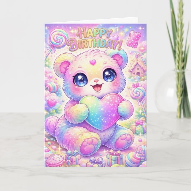 Magical Rainbow Puppy Children's Birthday Card   Kort (Framsida)
