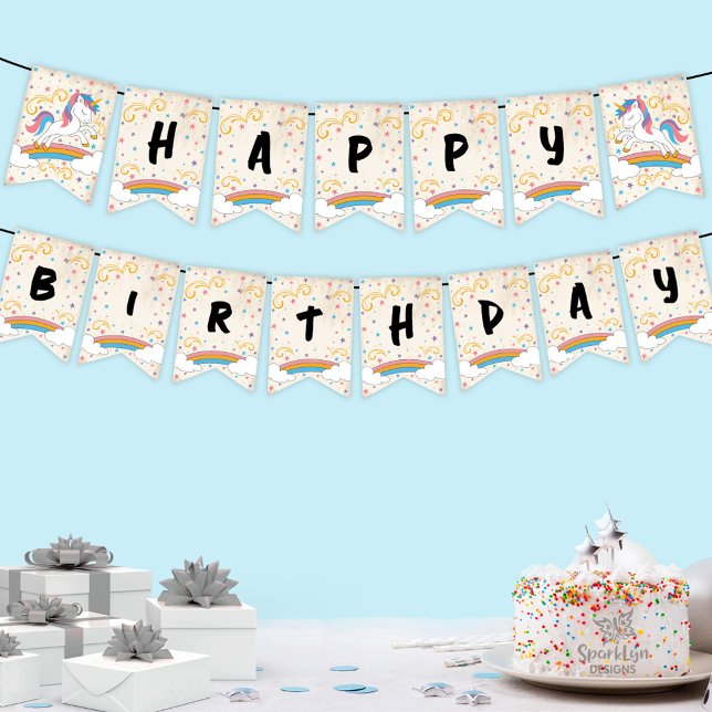 Magical Rainbow Unicorn Birthday Vimplar (Skapare uppladdad)