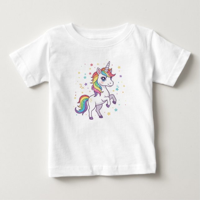 Magical Rainbow Unicorn – Cheerful Kids  T Shirt (Framsida)
