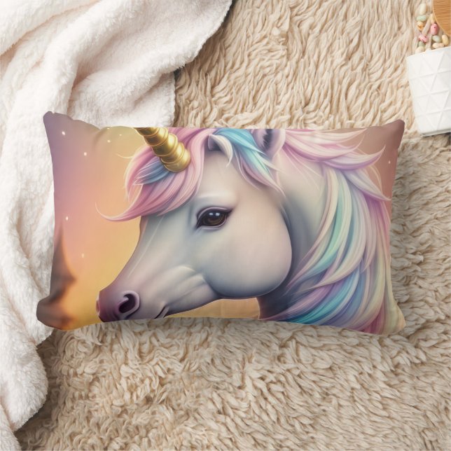 Magical Rainbow Unicorn Personalized Lumbarkudde (Filt)