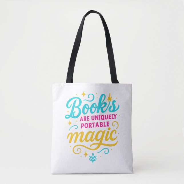 Magical Reader’s Tote – Sparkling “Books Are Magic Tygkasse (Framsida)