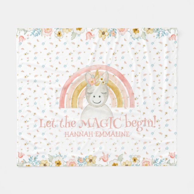 Magical regnbåge för vattenfärg för fleecefilt (Framsidan (Horisontell))