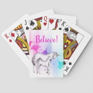 Magical regnbåge och Unicornmor och baby Spel Kort
