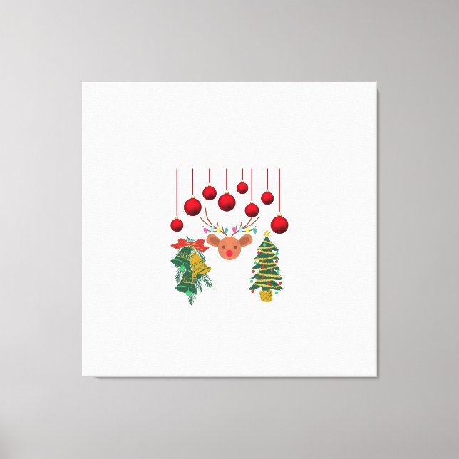 Magical Reindeer Bells and Christmas Tree Design  Canvastryck (Framsida)