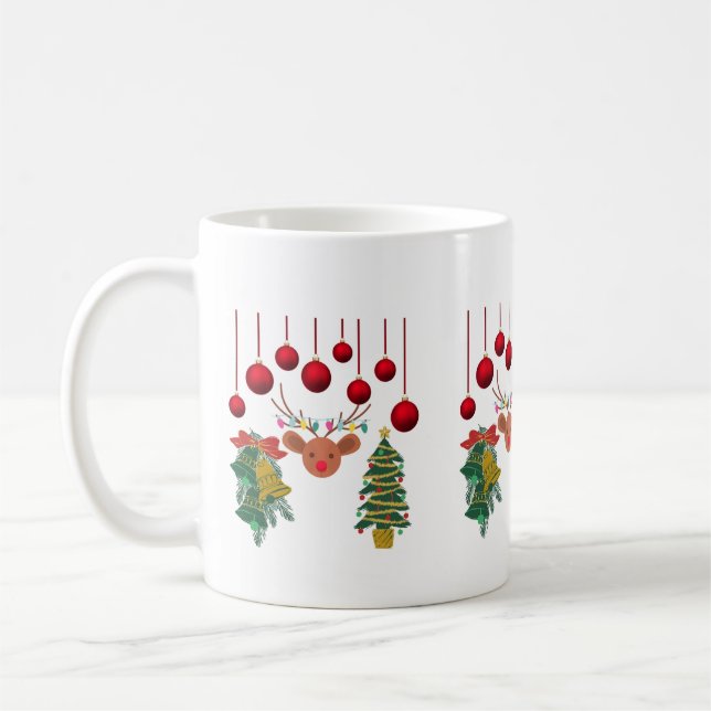 Magical Reindeer Bells and Christmas Tree Design  Kaffemugg (Vänster)