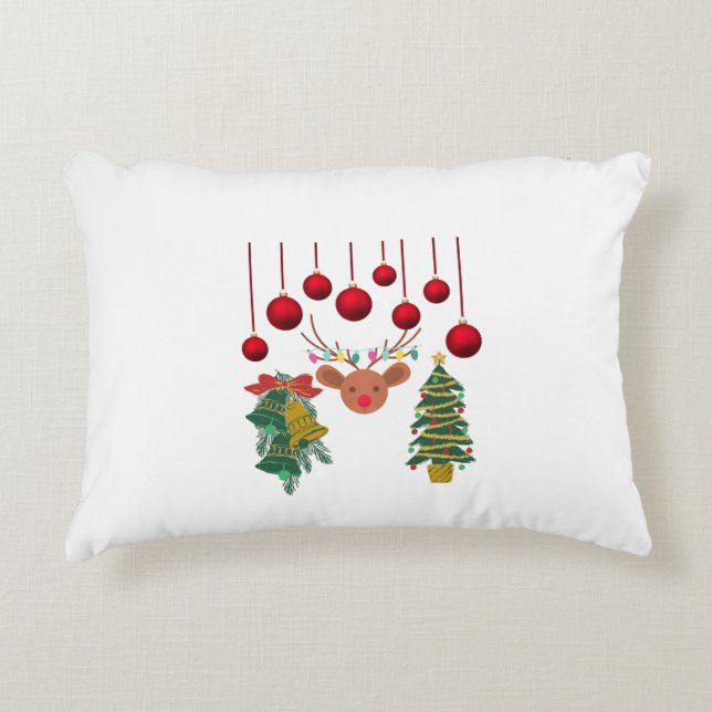 Magical Reindeer Bells and Christmas Tree Design  Prydnadskudde (Framsidan)