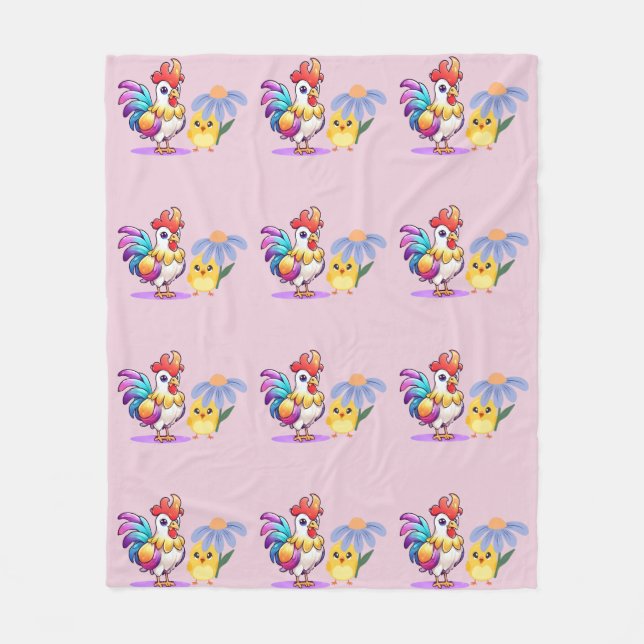 Magical Rooster Baby Girl Fleece Blanket (Framsidan)
