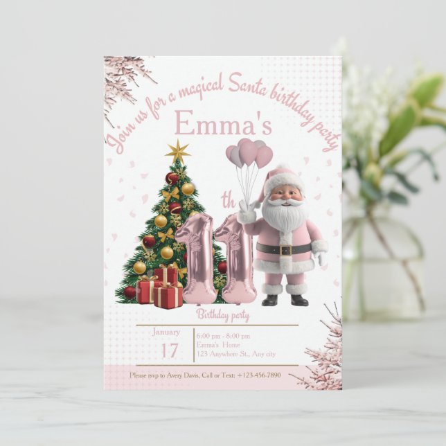 Magical Santa Birthday Invitation – 11th Birthday Tack Kort (Stående Fram)