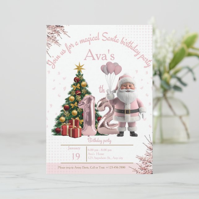 Magical Santa Birthday Invitation – 12th Birthday Tack Kort (Stående Fram)