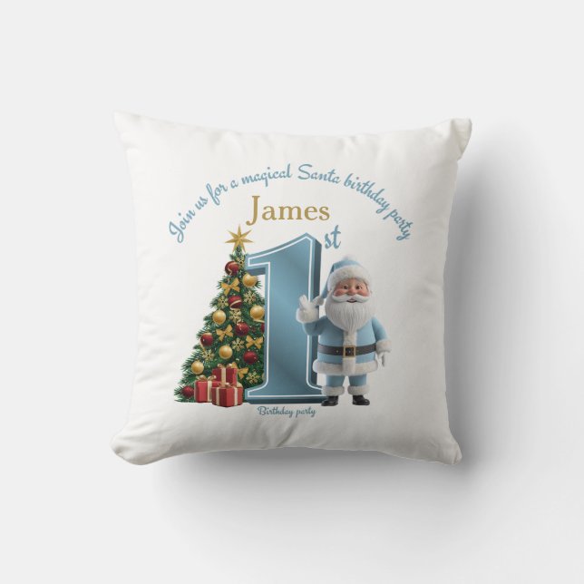 Magical Santa Birthday Invitation – 1st Birthday Kudde (Framsida)