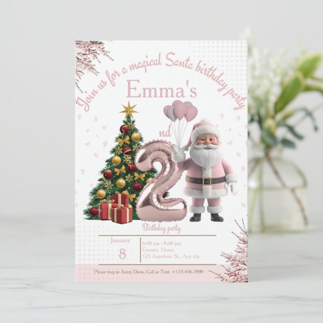 Magical Santa Birthday Invitation – 2nd Birthday Tack Kort (Stående Fram)