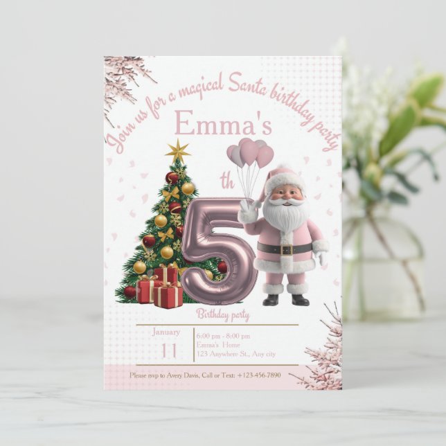 Magical Santa Birthday Invitation – 5th Birthday Tack Kort (Stående Fram)