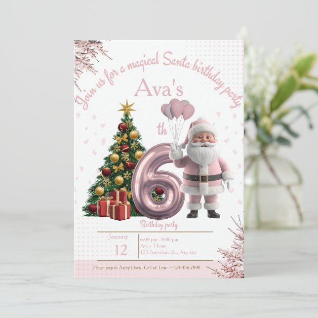 Magical Santa Birthday Invitation – 6th Birthday Tack Kort (Stående Fram)