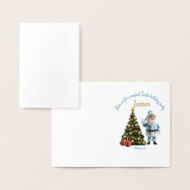 Magical Santa Birthday Invitation  Folierat Kort (Display)
