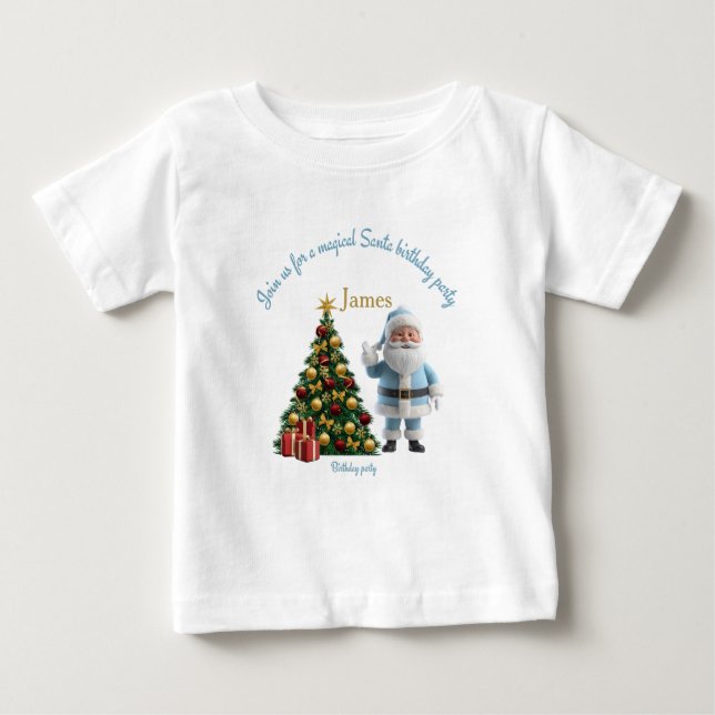 Magical Santa Birthday Invitation  T Shirt (Framsida)