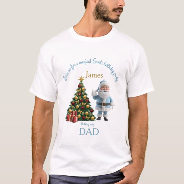 Magical Santa Birthday Invitation  T Shirt (Framsida)