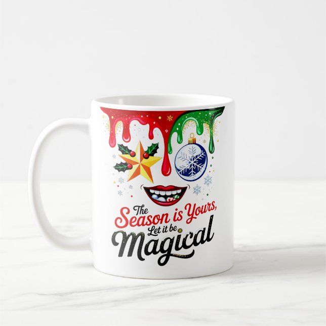 Magical Season Christmas Lips Drip Art Star  Kaffemugg (Vänster)