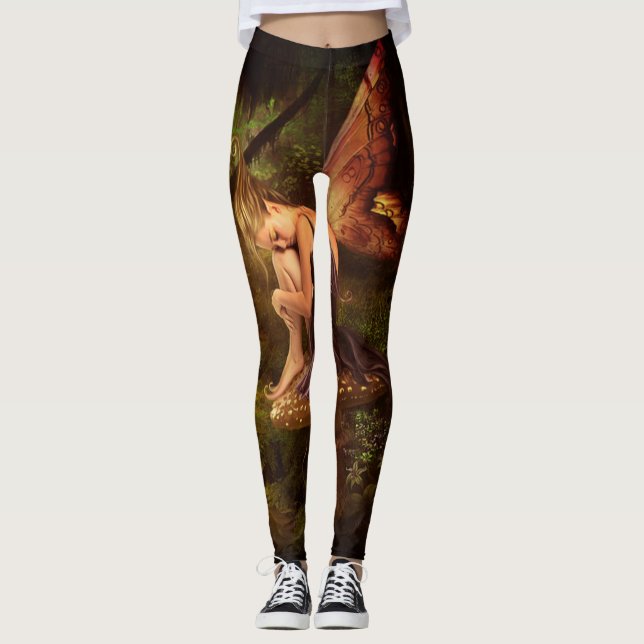 magical skog för feunicornschampinjoner leggings (Framsida)