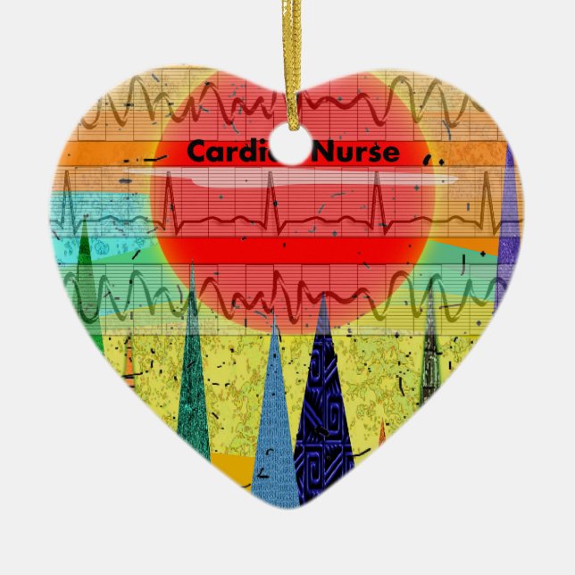 Magical skog för hjärt- sjuksköterska julgransprydnad keramik (Framsidan)