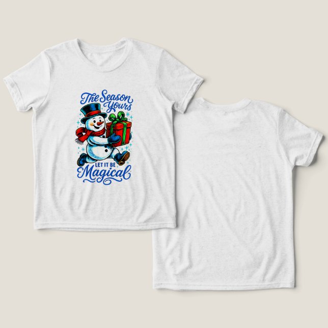 Magical Snowman Christmas Delivery Tee fun holiday (Design fram och bak)
