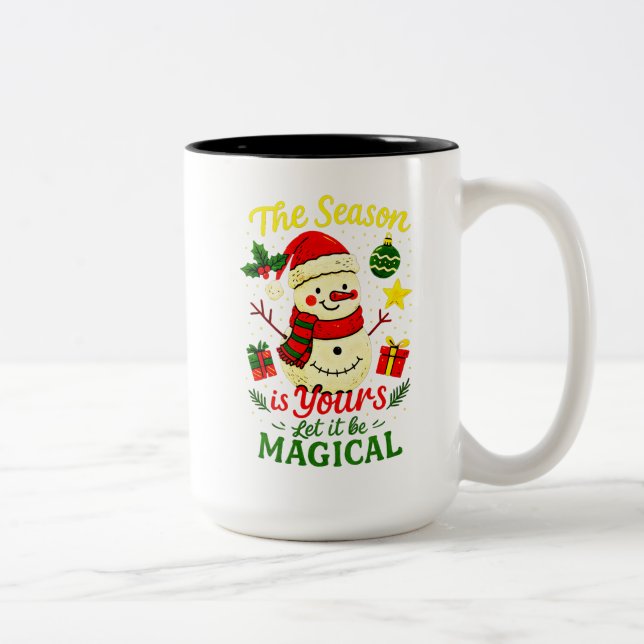 Magical Snowman Christmas Mug Cozy Holiday winter Två-Tonad Mugg (Höger)