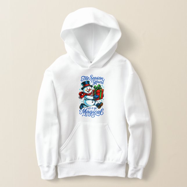 Magical Snowman Christmas Pullover Hoodie for Boys T Shirt (Laydown)