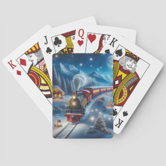 Magical Snowy Christmas Train Winter Scene Casinokort