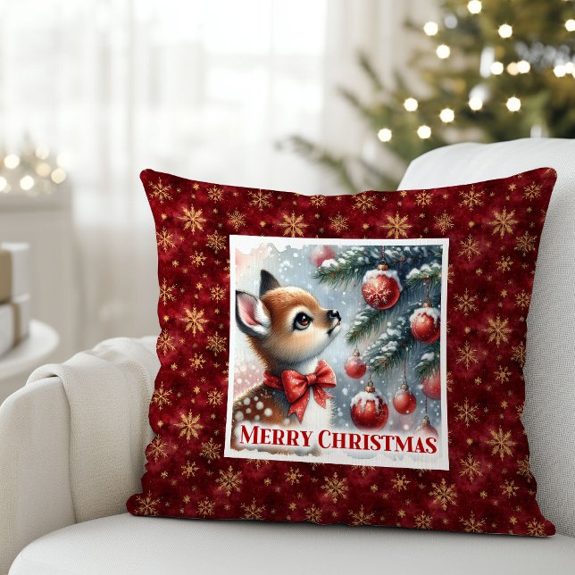 Magical snowy forest baby deer gift for kids room  kudde (Magical snowy forest baby deer gift for kids room decor)
