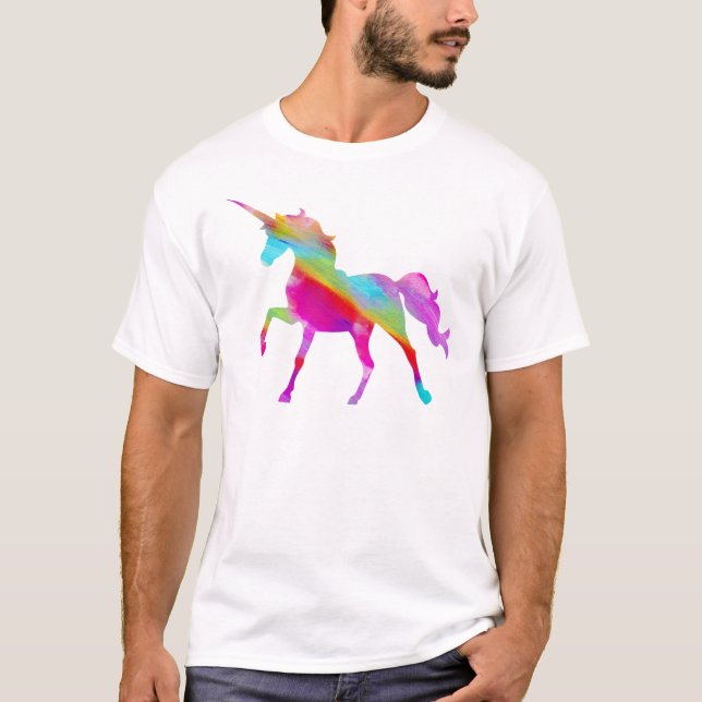 Magical sparkly regnbåge som kråma sig unicorn t shirt (Framsida)