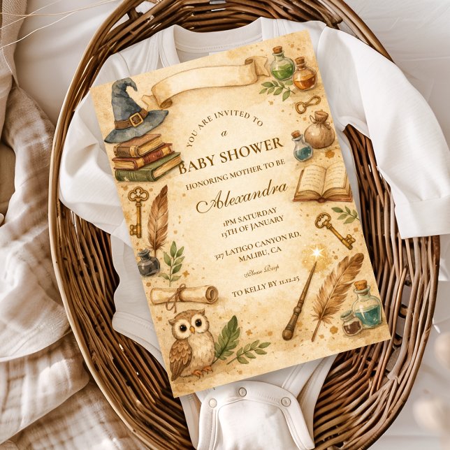 Magical Spellbook Wizard Baby Shower Inbjudningar (Skapare uppladdad)