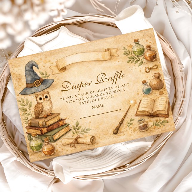 Magical Spellbook Wizard Diapper Raffle Tilläggskort (Skapare uppladdad)
