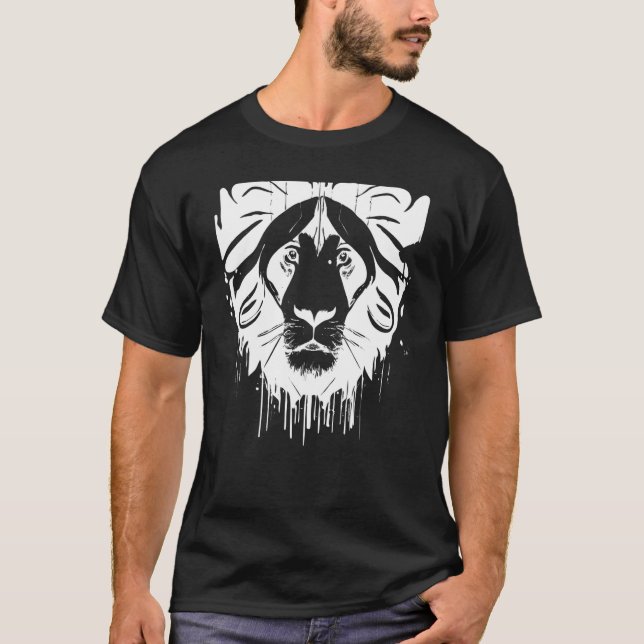 Magical Spiritual Lion Sacred Geometry Pyramid Leo T Shirt (Framsida)