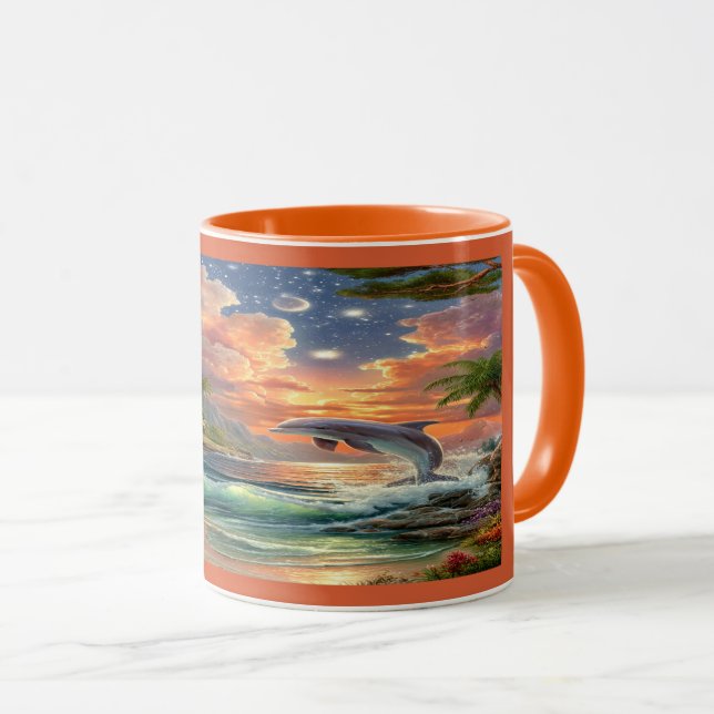 Magical Sunset Dolphin Tropical Ocean Mug Mugg (Framsida höger)
