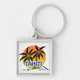 Magical Tahiti Fyrkantig Silverfärgad Nyckelring