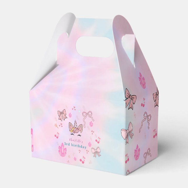 Magical Tie Dye Unicorn Coquette Bow Birthday  Presentaskar (Framsidan Sidan)