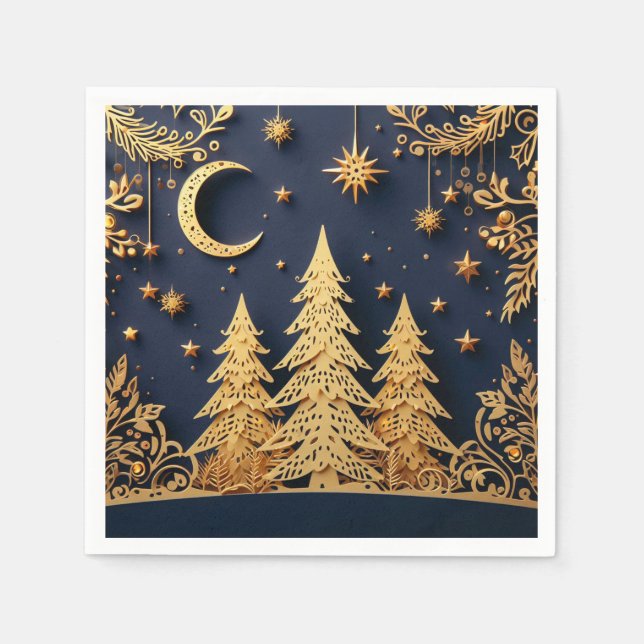 Magical Tree Scene – Yuletide Glimmers Pappersservett (Framsidan)