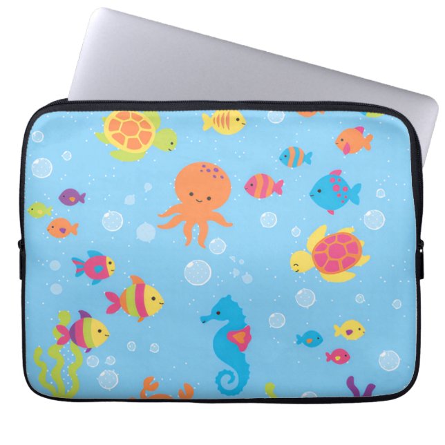 Magical Underwater Turtle and Fish Electronic Bag Laptop Fodral (Framsidan)
