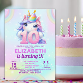 Magical Unicorn 10th Birthday for Girls Inbjudningar