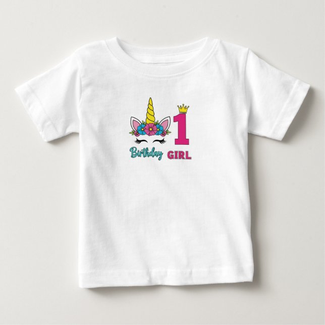 Magical Unicorn 1st Birthday Baby T-Shirt Gift (Framsida)