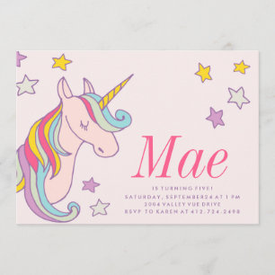 MAGICAL UNICORN BARNS FÖDELSEDAG INVITATION inbjud Inbjudningar