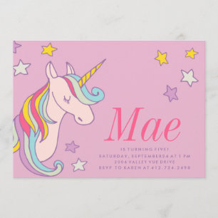 MAGICAL UNICORN BARNS FÖDELSEDAG INVITATION inbjud Inbjudningar