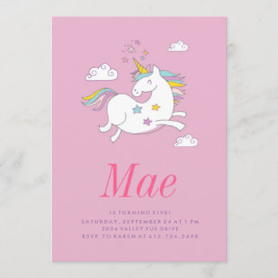 MAGICAL UNICORN BARNS FÖDELSEDAG INVITATION inbjud Inbjudningar