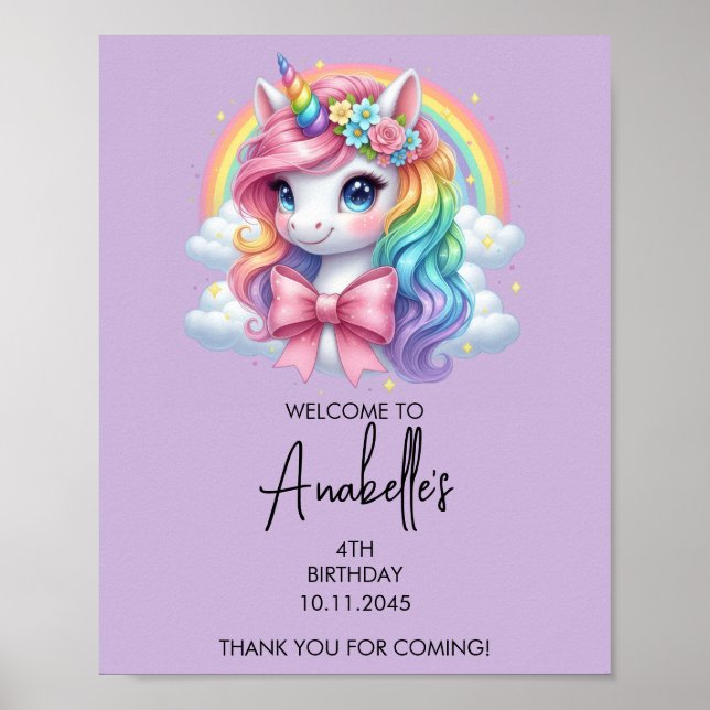 Magical Unicorn Birthday Poster | Welcome Sign (Framsidan)