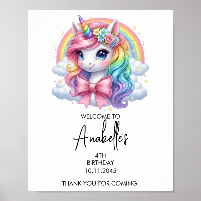Magical Unicorn Birthday Poster | Welcome Sign (Framsidan)