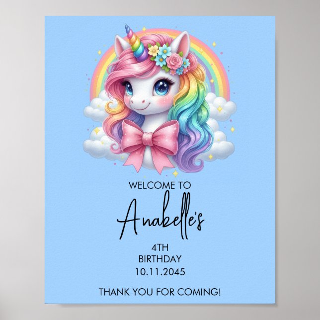 Magical Unicorn Birthday Poster | Welcome Sign (Framsidan)