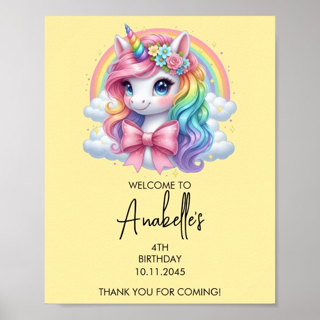 Magical Unicorn Birthday Poster | Welcome Sign (Framsidan)