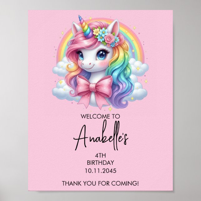 Magical Unicorn Birthday Poster | Welcome Sign (Framsidan)