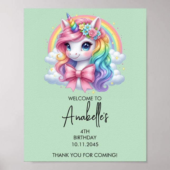 Magical Unicorn Birthday Poster | Welcome Sign (Framsidan)