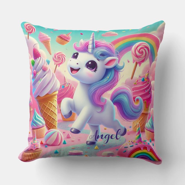 Magical Unicorn, Cupcakes, & Rainbow Kudde (Framsida)